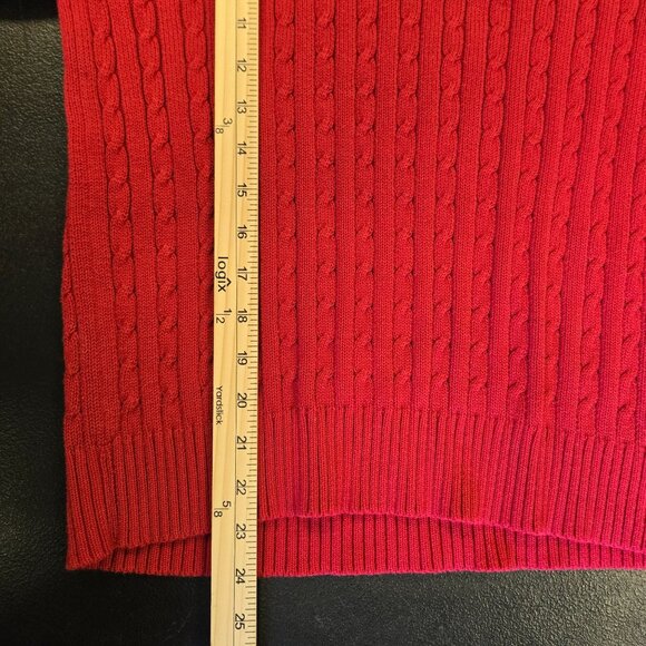 Duck Head Woman Cable Knit Cotton Crewneck Classic Sweater Vibrant Red Vintage P - Picture 9 of 9